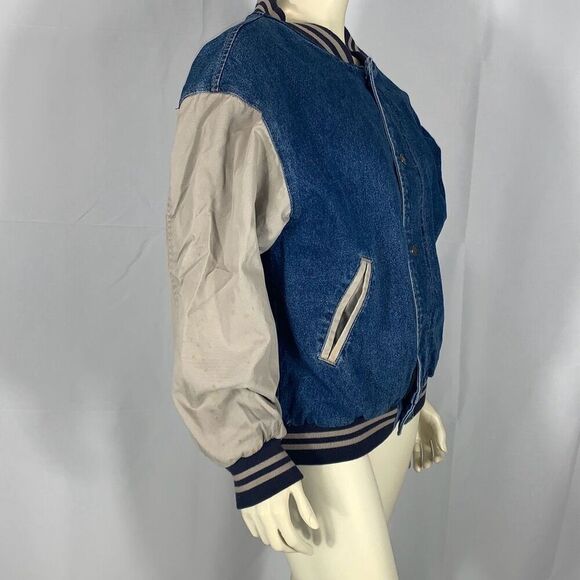 Vintage USA Today Unisex Men's Classic Embroidered Denim Bomber Jacket Size XL - Picture 4 of 16